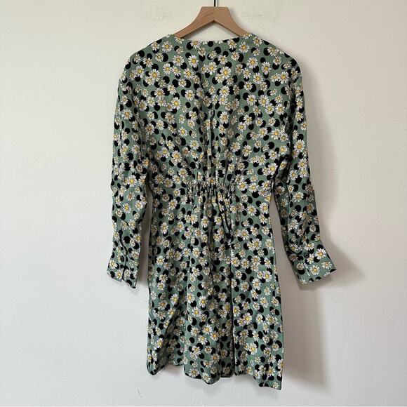 Sandro Angele Ruched Printed Mini Linen Blend Mini Dress S - Picture 9 of 15